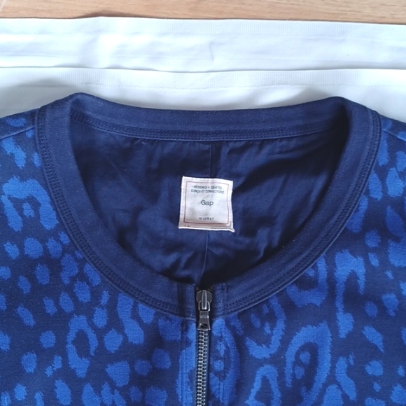 Gap "Powerful Blue" Leopold Print Round Neck Zippered Jacket- Sz. 18 - Picture 5 of 10